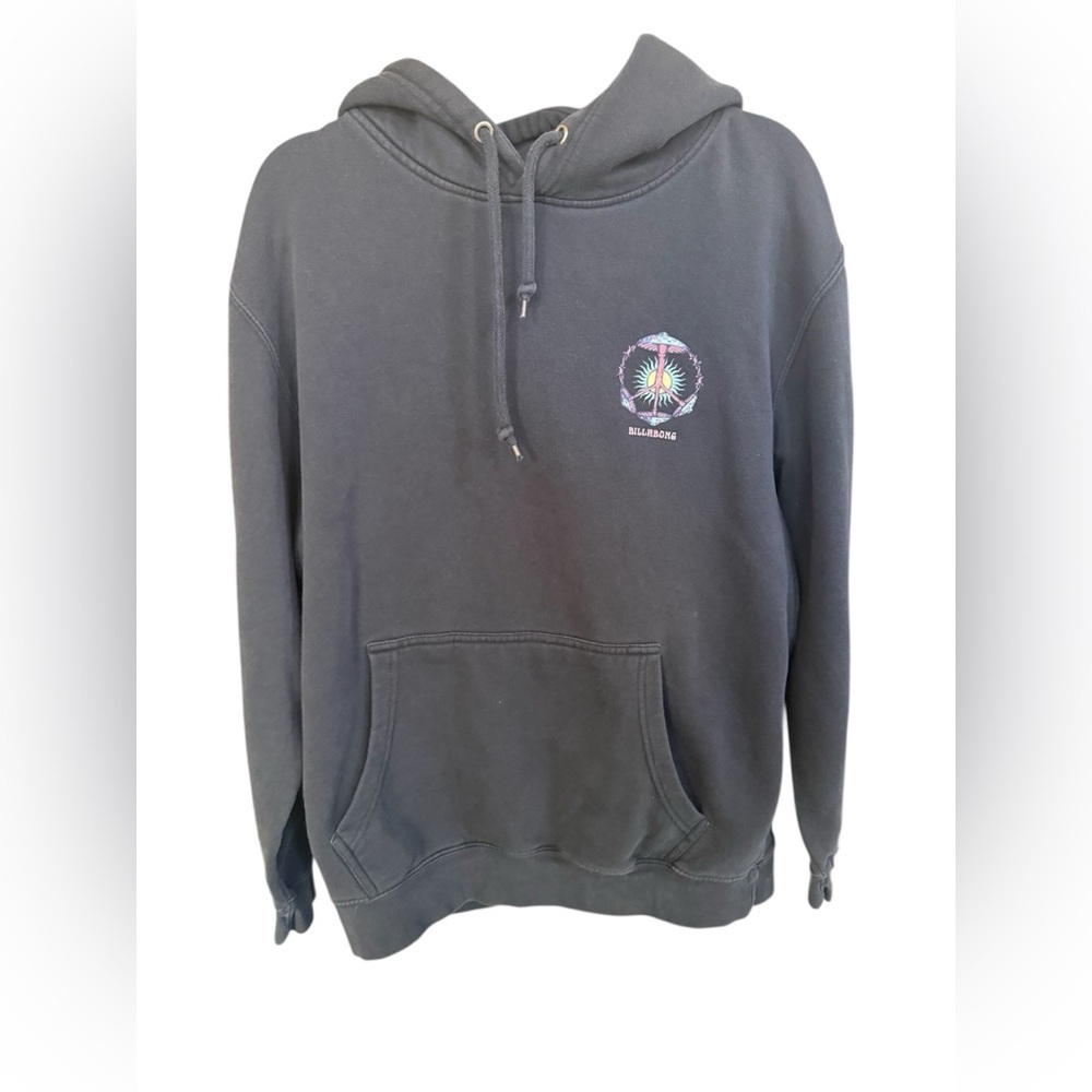 Billabong Black Pullover Hoodie with Small Multicolor Chest Emblem